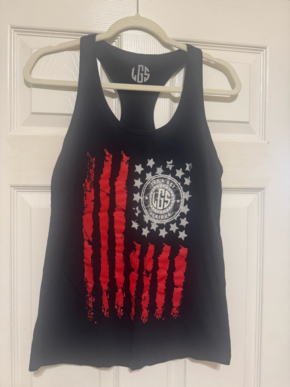 Black Racerback Tank with Red Flag Graphic
